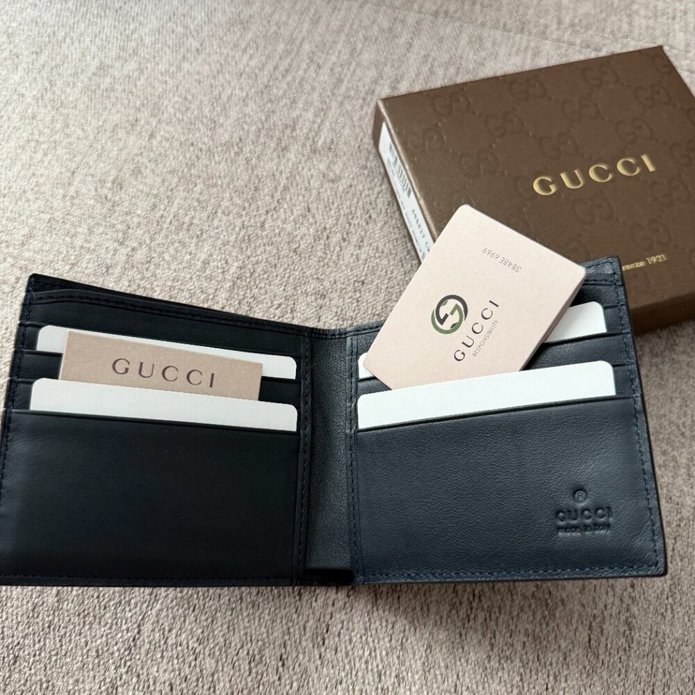 New Gucci Blue Bifold with WEB - Picture 5 of 8